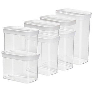 emsa Vorratsdosen-Set OPTIMA 6,5 / 11,9 / 17,5 / 23,8 cm hoch transparent/weiß 0,45 / 1,0 / 1,6 / 2,2 l, 1 Set