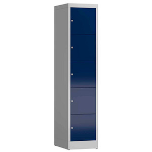 ClassiX Schließfachschrank enzianblau, lichtgrau X-523511, 5 Schließfächer 41,5 x 50,0 x 180,0 cm