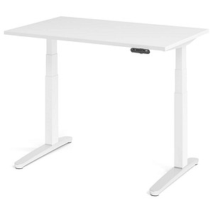 HAMMERBACHER XBHM12 elektrisch höhenverstellbarer Schreibtisch weiß rechteckig, C-Fuß-Gestell weiß 120,0 x 80,0 cm