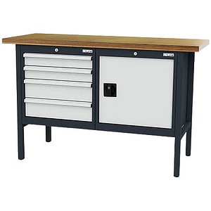 Simplaflex® Systemeinrichter Werkbank C-Line anthrazit, RAL 7016, lichtgrau, RAL 7035 4 Schubladen 150,0 x 60,0 x 96,0 cm