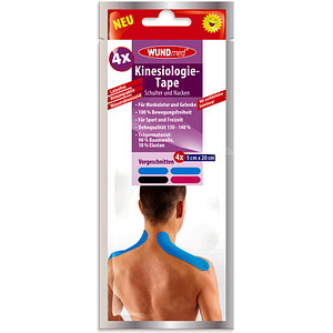 WUNDmed® Tape Kinesiologie Tape Schulter und Nacken 04-047 blau 5,0 x 20,0 cm, 4 St.