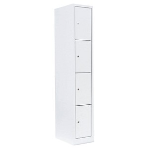 LÜLLMANN Schließfachschrank signalweiß 520417, 4 Schließfächer 31,5 x 50,0 x 180,0 cm
