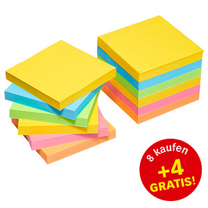 8 + 4 GRATIS: Post-it® Carnival Haftnotizen extrastark farbsortiert 8 Blöcke + GRATIS 4 Blöcke