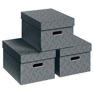 VON LEITZ Aufbewahrungsboxen 15,0 l grau 26,5 x 36,5 x 20,5 cm, 3 St.
