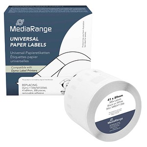 MediaRange Etikettenrolle für Etikettendrucker ersetzt DYMO 11356/S0722560 weiß, 41,0 x 89,0 mm, 1 x 300 Etiketten