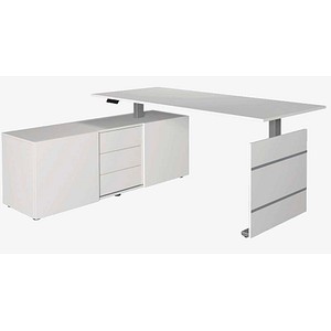 Kerkmann Move 3 elektrisch höhenverstellbarer Schreibtisch weiß rechteckig, Wangen-Gestell silber 180,0 x 80,0 cm