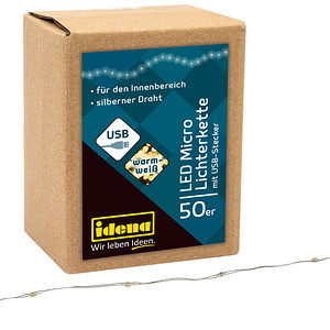 Idena 50er Micro LED Lichterkette silber 2,75 m, 1 St.