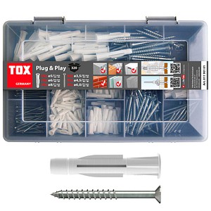TOX  Plug & Play + TRIKA 01190101 Dübel- und Schrauben-Sortiment, 320-teilig