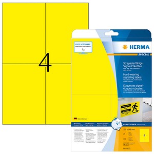 HERMA wetterfeste Folienetiketten 8032 gelb 105,0 x 148,0 mm, 25 Blatt