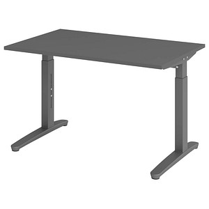HAMMERBACHER VXB12 höhenverstellbarer Schreibtisch grafit rechteckig, C-Fuß-Gestell grau 120,0 x 80,0 cm
