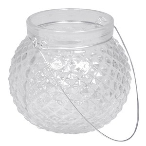 Rayher Windlicht transparent mit Henkel 6,5 cm Karo, 1 St.