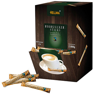 HELLMA  Fairtrade Rohrohrzucker-Sticks, 500x4,0 g