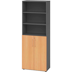 HAMMERBACHER Regalschrank 968T3, V968T3/G/6/BS grafit, buche 80,0 x 42,0 x 215,6 cm, 1 St.