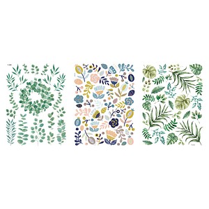 Rayher Dekoartikel Transfer-Sticker Rub on Botanical Flowers mehrfarbig
