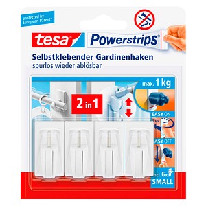tesa Gardine Klebehaken für max. 1,0 kg, 1,4 x 3,4 cm, 4 St.