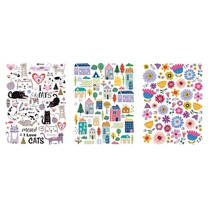 Rayher Dekoartikel Transfer-Sticker Rub on Flower Cat Home mehrfarbig