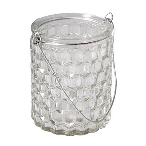 Rayher Windlicht transparent mit Henkel Waben Ø unten 7,5, Öffnung 6,0 cm cm, 1 St.