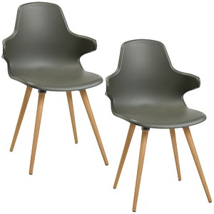 Topstar Schalenstühle T2020 mit Armlehnen FZ11BUG-2 grau Kunststoff, 2 St.