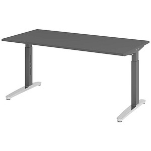 HAMMERBACHER VXB016 höhenverstellbarer Schreibtisch grafit rechteckig, C-Fuß-Gestell grau 160,0 x 80,0 cm