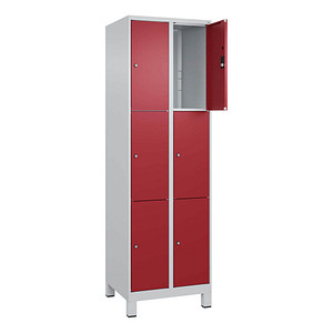 CP Schließfachschrank Classic Plus lichtgrau, rubinrot 080010-203 S10001, 6 Schließfächer 60,0 x 50,0 x 195,0 cm