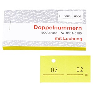 WOLF & APPENZELLER Doppelnummernblöcke 01-100, 101-200, 201-300, 301-400, 401-500, gelb, 5 Blöcke