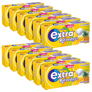 extra® Refreshers TROPICAL Kaugummis 12x 8 Dragees, 12 St.
