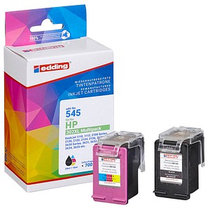 edding EDD-545 schwarz, color Druckerpatronen kompatibel zu HP 302XL (F6U67AE), 2er-Set
