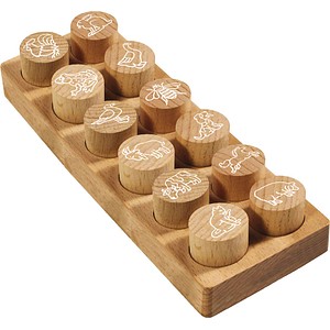 COLOP Woodies Motivstempel-Set Farm animals 3,0 x 3,0 cm, 12 St.