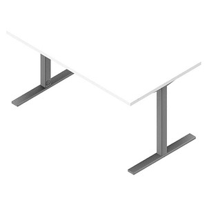 Quadrifoglio Schreibtisch weiß rechteckig, C-Fuß-Gestell silber 140,0 x 80,0 cm