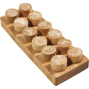 COLOP Woodies Motivstempel-Set Mix 3,0 x 3,0 cm, 12 St.
