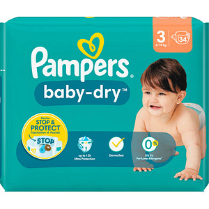 Pampers® Windeln baby-dry™ Größe Gr.3 (6-10 kg) für Babys und Kleinkinder (4-18 Monate), 34 St.