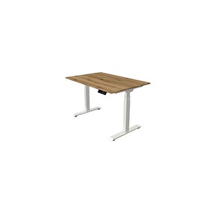 Kerkmann Move 1 stable elektrisch höhenverstellbarer Schreibtisch asteiche rechteckig, T-Fuß-Gestell weiß 120,0 x 80,0 cm
