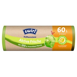 swirl® Müllbeutel Reißfest & Dicht Aktive Frische 4638 60,0 l grün, 8 St.