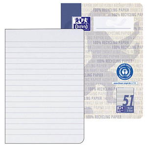 OXFORD Schulhefte Recycling Lineatur 51 liniert DIN A6 ohne Rand, 32 Blatt, 1 St.