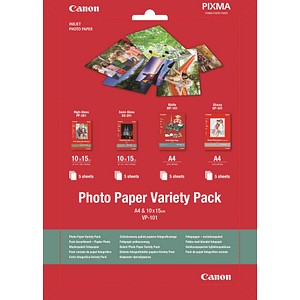 Canon Fotopapier VP-101 DIN A4, 10,0 x 15,0 cm glänzend, satiniert, matt 170, 200, 260, 275 g/qm 20 Blatt