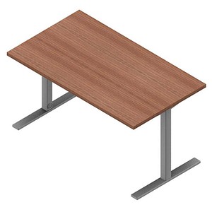 Quadrifoglio Schreibtisch nussbaum canaletto rechteckig, C-Fuß-Gestell silber 140,0 x 80,0 cm
