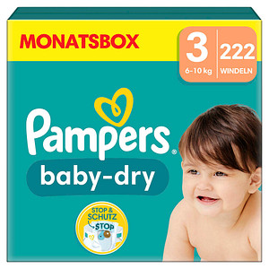 Pampers® Windeln baby-dry™ Monatsbox Größe Gr.3 (6-10 kg) für Babys und Kleinkinder (4-18 Monate), 222 St.