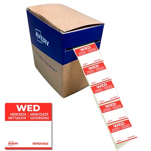 AVERY Zweckform Mittwoch Tagesetiketten weiß 25,0 x 25,0 mm, 1.000 St.