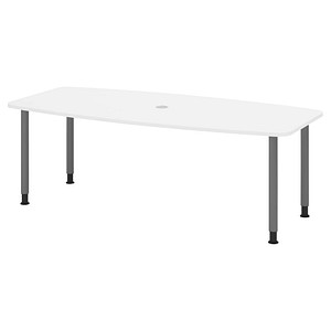 HAMMERBACHER Konferenztisch KT22C weiß Tonnenform, Rundrohr grau, 220,0 x 83,0/103,0 x 72,0 - 74,0 cm