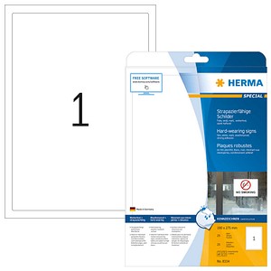 HERMA Folienetiketten 8334 weiß 190,0 x 275,0 mm, 25 Blatt