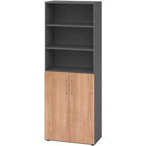 HAMMERBACHER Regalschrank 968T3, V968T3/G/N/BS grafit, nussbaum 80,0 x 42,0 x 215,6 cm, 1 St.