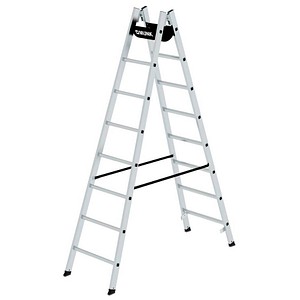 MUNK Stehleiter beidseitig 33016 silber 2x 8 Sprossen, H: 240,0 cm