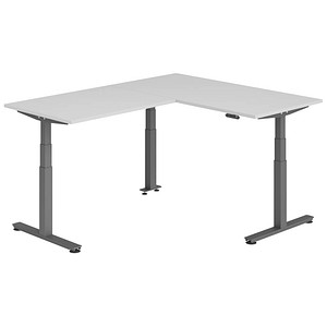 HAMMERBACHER XDSMW1612 elektrisch höhenverstellbarer Schreibtisch lichtgrau rechteckig, T-Fuß-Gestell grau 160,0 x 200,0 cm
