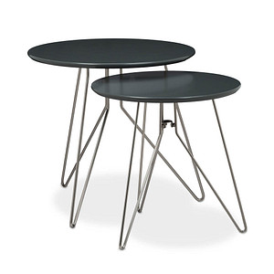 relaxdays Beistelltische-Set rund MDF-Platte grau, 2 St.