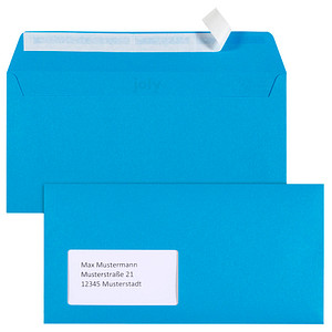 tecno Briefumschläge colors DIN lang+ mit Fenster intensivblau haftklebend 25 St.