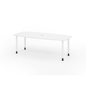 HAMMERBACHER Konferenztisch KT22C weiß Tonnenform, Rundrohr weiß, 220,0 x 83,0/103,0 x 72,0 - 74,0 cm