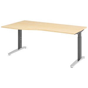 HAMMERBACHER VXB18 höhenverstellbarer Schreibtisch ahorn Trapezform, C-Fuß-Gestell grau 180,0 x 80,0/100,0 cm