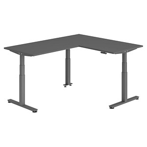 HAMMERBACHER XDSMW1612 elektrisch höhenverstellbarer Schreibtisch grafit rechteckig, T-Fuß-Gestell grau 160,0 x 200,0 cm