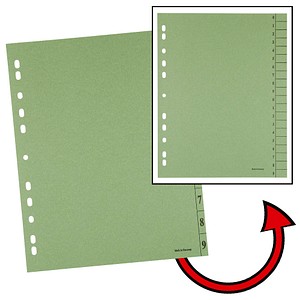 Trennblätter DIN A4 0-9 grün, 250 g/qm, 100 St.
