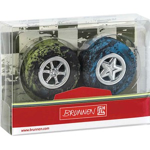 BRUNNEN Radiergummi Fast Wheels schwarz/grün, schwarz/blau, 2 St.